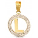CIONDOLO LETTERA L IN ORO GIALLO 18 KT CON ZIRCONI BIANCHI + COLLANA LACCIO IN OMAGGIO