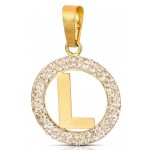 CIONDOLO LETTERA L IN ORO GIALLO 18 KT CON ZIRCONI BIANCHI + COLLANA LACCIO IN OMAGGIO