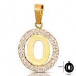 CIONDOLO LETTERA O IN ORO GIALLO 18 KT CON ZIRCONI BIANCHI + COLLANA LACCIO IN OMAGGIO