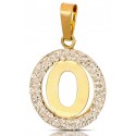CIONDOLO LETTERA O IN ORO GIALLO 18 KT CON ZIRCONI BIANCHI + COLLANA LACCIO IN OMAGGIO