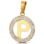 CIONDOLO LETTERA P IN ORO GIALLO 18 KT CON ZIRCONI BIANCHI + COLLANA LACCIO IN OMAGGIO