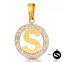 CIONDOLO LETTERA S IN ORO GIALLO 18 KT CON ZIRCONI BIANCHI + COLLANA LACCIO IN OMAGGIO
