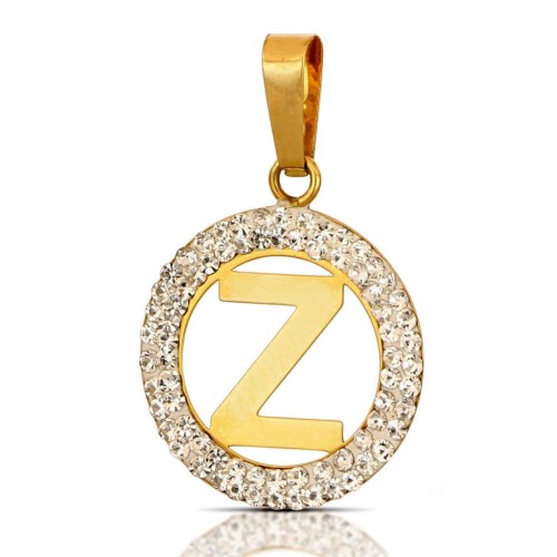 CIONDOLO LETTERA Z IN ORO GIALLO 18 KT CON ZIRCONI BIANCHI + COLLANA LACCIO IN OMAGGIO