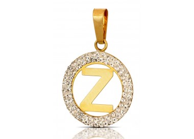 CIONDOLO LETTERA Z IN ORO GIALLO 18 KT CON ZIRCONI BIANCHI + COLLANA LACCIO IN OMAGGIO