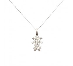 COLLANA DA DONNA IN ORO BIANCO 18 KT CON CIONDOLO BEBE' CON ZIRCONI