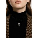 COLLANA DA DONNA IN ORO BIANCO 18 KT CON CIONDOLO BEBE' CON ZIRCONI