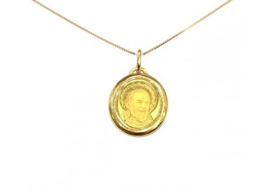 COLLANA SAN PIO IN ORO GIALLO E BIANCO 18 KT + COLLANA LACCIO IN OMAGGIO