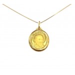 COLLANA MEDAGLIETTA OVALE SAN PADRE PIO IN ORO GIALLO 18 KT