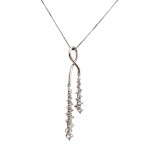 COLLANA DONNA ORO BIANCO 18 KT PENDENTE ZIRCONI BIANCHI TAGLIO BRILLANTE