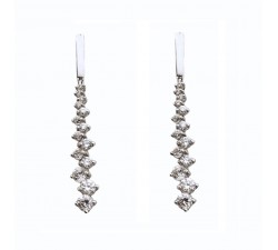 ORECCHINI PENDENTI IN ORO BIANCO 18 KT CON ZIRCONI BIANCHI TAGLIO BRILLANTE