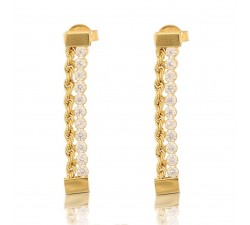 ORECCHINI TENNIS CORDA FUNE IN ORO GIALLO 18 KT CON ZIRCONI TAGLIO BRILLANTE