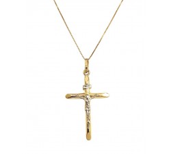 COLLANA CROCIFISSO IN ORO GIALLO E BIANCO 18 KT 