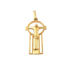 CIONDOLO CROCIFISSO STILIZZATO IN ORO GIALLO 18 KT + COLLANA IN OMAGGIO