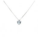 COLLANA DA DONNA CUORE PUNTO LUCE IN ORO BIANCO 18 KT CON ZIRCONE CELESTE CHIARO