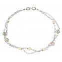 BRACCIALE DONNA IN ORO BIANCO 18 KT CON SFERE PAVE' DI ZIRCONI E PERLE