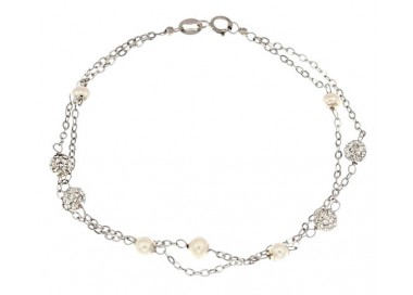 BRACCIALE DA DONNA IN ORO GIALLO 18 KT CON SFERE E ZIRCONI