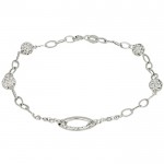 BRACCIALE DONNA IN ORO BIANCO 18 KT CON SFERE PAVE' DI ZIRCONI BIANCHI