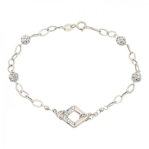 BRACCIALE DA DONNA IN ORO GIALLO 18 KT CON SFERE E ZIRCONI