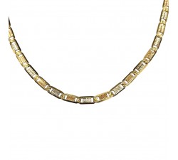 COLLANA SAN PIO IN ORO GIALLO E BIANCO 18 KT + COLLANA LACCIO IN OMAGGIO