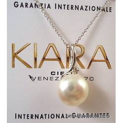 COLLANA MILUNA KIARA IN ORO BIANCO"PERLA E BRILLANTE"