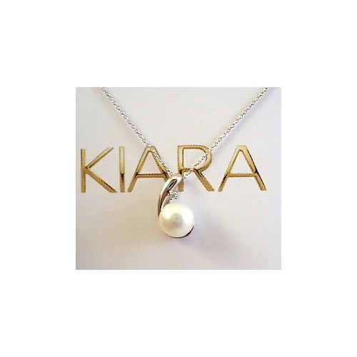 COLLANA MILUNA KIARA IN ORO BIANCO"PERLA E BRILLANTE"