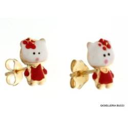 ORECCHINI IN ORO GIALLO HELLO KITTY 18 KT