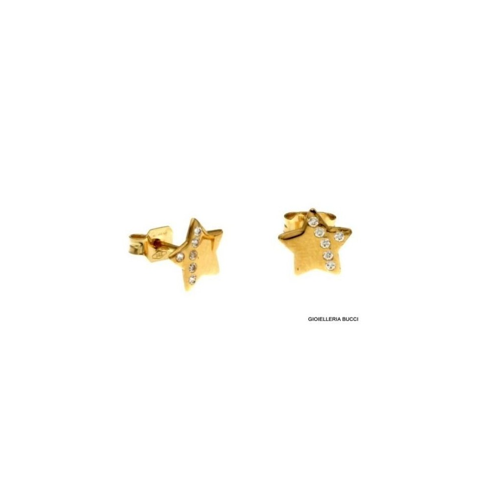 Orecchini A Bottone In Oro Giallo 10K-14K Con Stella Rotonda - 4.5/7MM - Chiusura A Vite Per Donna