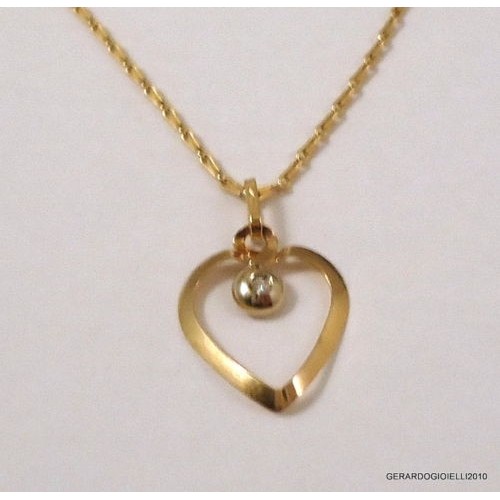 Ciondolo cuore oro giallo e bianco 18 kt