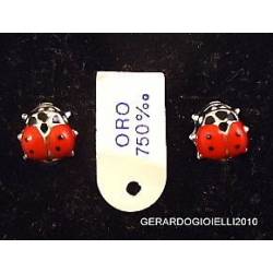 COCCINELLE BOUCLES D'OREILLES EN OR BLANC