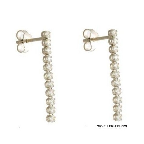 ORECCHINI TENNIS IN ORO BIANCO 18 KT CON ZIRCONI LUNGHI 2,1 CM