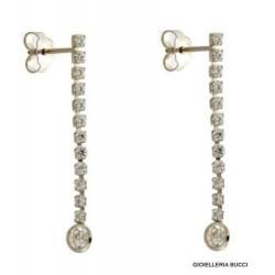 TENNIS IN WHITE GOLD EARRINGS 18 KT WITH ZIRCONIA 3.5 CM LONG