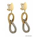 ORECCHINI PENDENTI IN ORO GIALLO E BIANCO 18 KT CON ZIRCONI