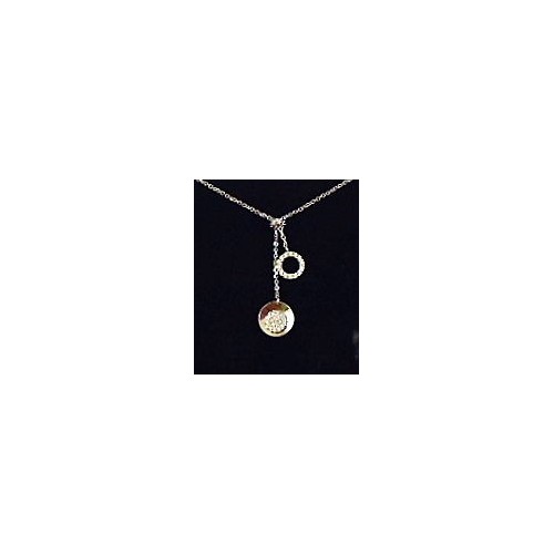 COLLANA PENDENTE IN ORO BIANCO CON ZIRCONI BIANCHI