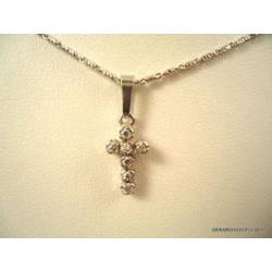 COLLANA IN ORO BIANCO CON CROCE E ZIRCONI