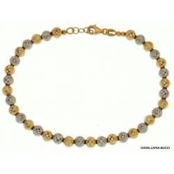 BRACCIALE UNISEX CON SFERE IN ORO GIALLO E BIANCO 18 KT