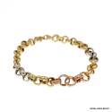 BRACCIALE CATENA DA DONNA IN ORO GIALLO BIANCO E ROSA 18 KT