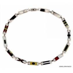 BRACCIALE BANDIERE NAUTICHE UOMO IN ORO BIANCO 18 KT