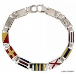 BRACCIALE DA UOMO IN ORO BIANCO 18 KT CON BANDIERE NAUTICHE