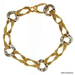 BRACCIALE DA DONNA IN ORO GIALLO E BIANCO 18 KT