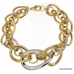 BRACCIALE DA DONNA IN ORO GIALLO E BIANCO 18 KT