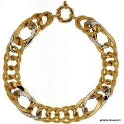 BRACCIALE CATENA DA DONNA IN ORO GIALLO E BIANCO 18 KT