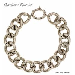 BRACCIALE CATENA DA DONNA IN ORO BIANCO 18 KT CON ZIRCONI