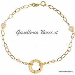 BRACCIALE DA DONNA IN ORO GIALLO 18 KT E PERLE BIANCHE 803321719012