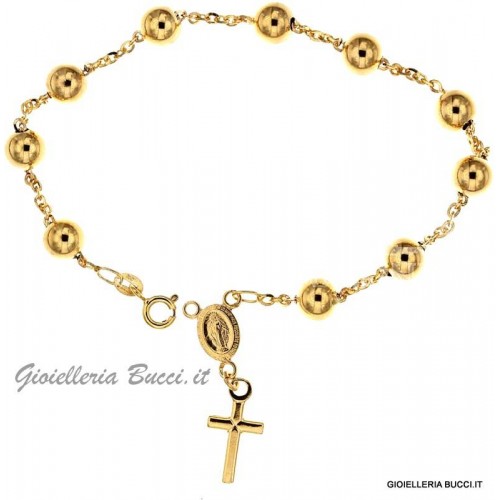 BRACCIALE ROSARIO UNISEX IN ORO GIALLO 18 KT