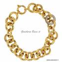 BRACCIALE CATENA DA DONNA IN ORO GIALLO E BIANCO 18 KT CON ZIRCONI