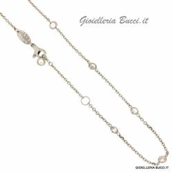 COLLANA IN ORO BIANCO 18 KT CON ZIRCONI BIANCHI MODELLO FORZATINA