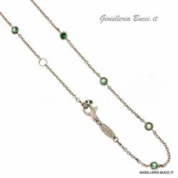 COLLANA IN ORO BIANCO 18 KT CON ZIRCONI VERDI