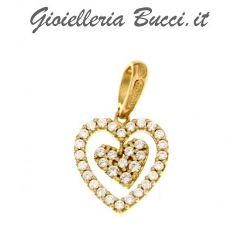 CIONDOLO CUORE IN ORO GIALLO 18 KT + COLLANA IN OMAGGIO