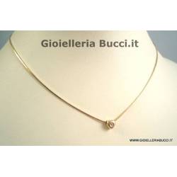 COLLANA PUNTO LUCE DA DONNA IN ORO GIALLO 18 KT CON CUORE E ZIRCONE