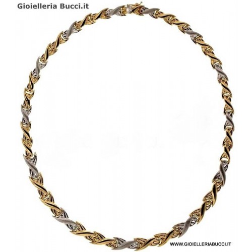 COLLANA GIROCOLLO DA DONNA IN ORO GIALLO E BIANCO 18 KT